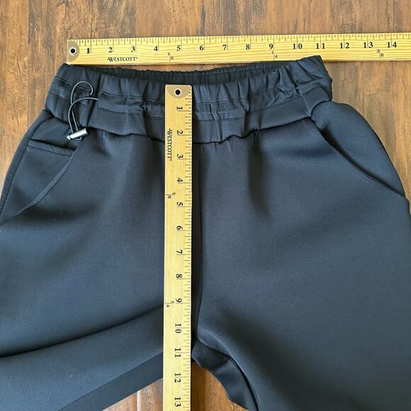 A DAY Trouser Pants Black MR Straight Leg Capri Stretch Minimalist - Picture 10 of 12